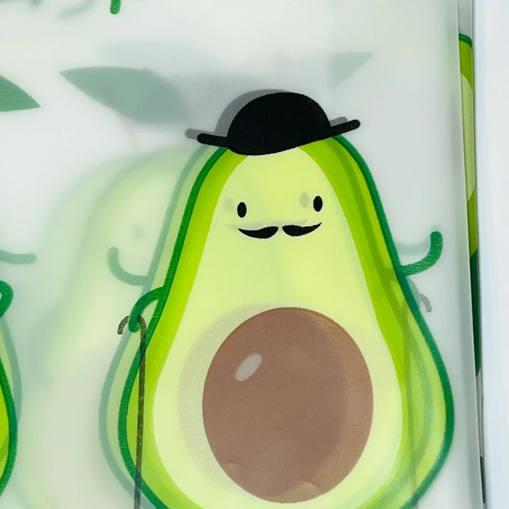 Avocado Dudes Peva Shower Curtain Hat Sunglasses Mustache Fun